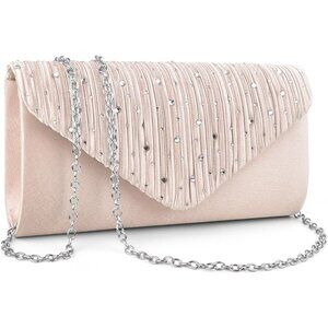 Womens Cream Evening Crossbody Formal Wedding Party Clutch Purses